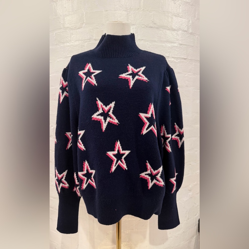 GAP Navy Sweater with Pink & White Star Motif